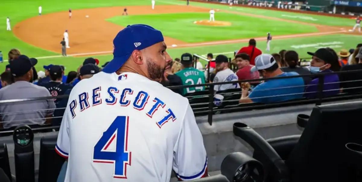 Dallas Cowboys quarterback Dak Prescott at a Texas Rangers game 